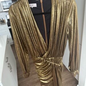 House of CB Gold Long Sleeve Dress